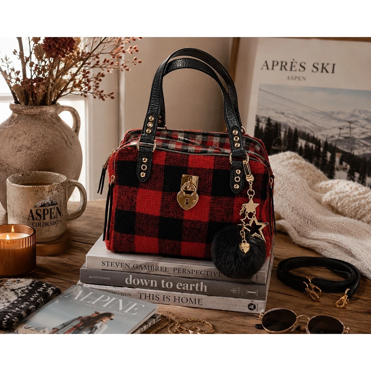 Juicy Couture Tartan Plaid Backpack Crown Studded Mini Bag Charm Y2K Black Gold Score Juicy Couture Velvet Backpacks for $30 at TJ Maxx! My  main image 3