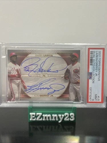 2021 Definitive Collection Dual /35 Barry Larkin Ken Griffey Jr Auto PSA 9