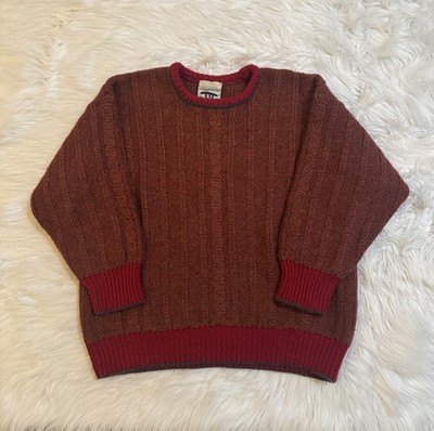 Inis Meain Aran Islands Sweater Knit Pullover Red Wool Medium