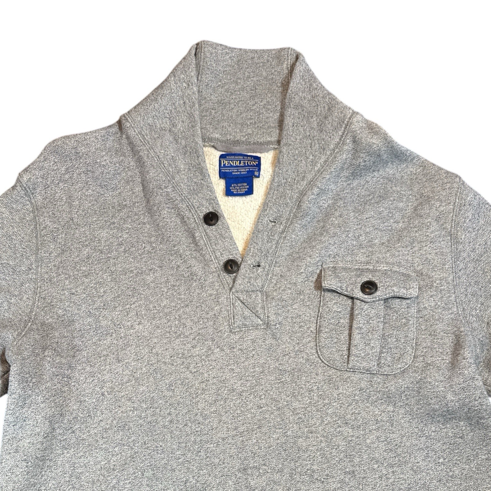 Pendleton Elbow Patch Pullover Grey Cotton Blend … - image 3