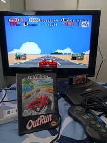 SEGA Genesis Console Model 2 MK-1631 Bundle + Authentic Out Run W/Case ■Retro 