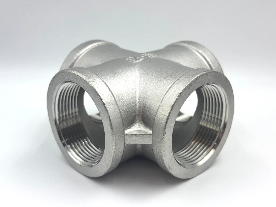 STAINLESS STEEL 4 WAY 11/2" NPT PIPE CROSS UNION  HEAVY DUTY CAST CLASS 150 - Image 2 of 3