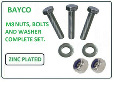 M8/ 8MM NUTS, BOLTS AND WASHERS. COMPLETE SET. ZINC. CHOICE OF BOLT LENGTH.
