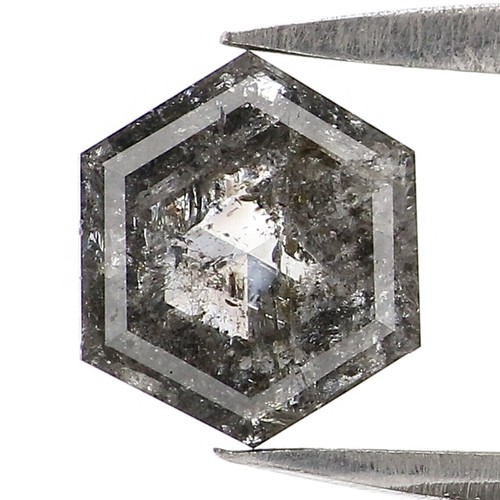 0.84 CT Natural Loose Hexagon Cut Diamond 6.70 MM Salt And Pepper Diamond LQ2967 - Picture 8 of 8