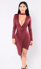 Fashion Nova Burgundy Dress Size S Long Sleeve