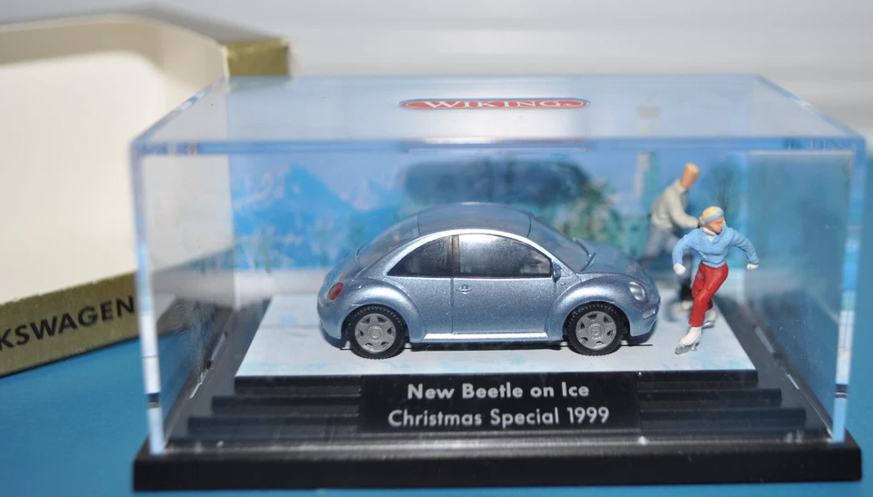 Wiking Volkswagen PROMO -VW Nuevo Escarabajo sobre Hielo Navidad 1999-NOS con Pantalla Transparente Foto 4 de 4