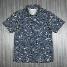 Columbia PFG Button Up Shirt Mens Small Marlin All Over Print Vented Fishing
