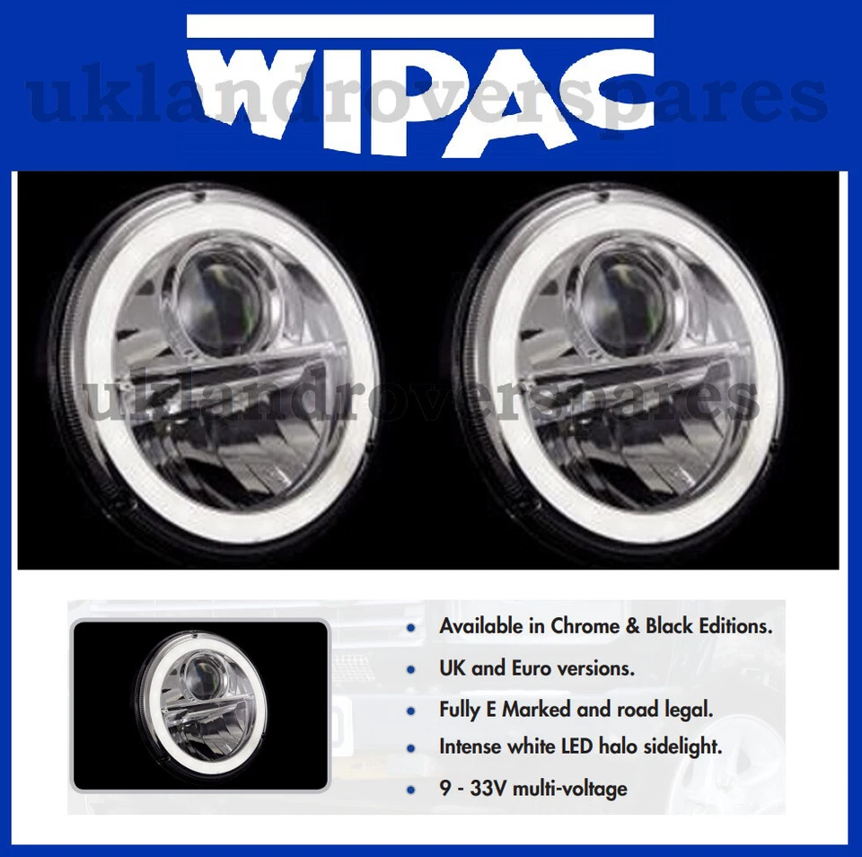LAND ROVER DEFENDER LED HEADLIGHTS / HEADLAMPS. ONE PAIR WIPAC HIGH QUALITY