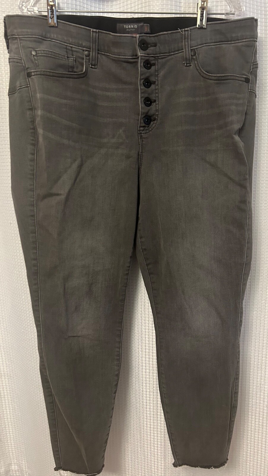 Torrid Bombshell Skinny Gray Super Soft Button Fl… - image 1