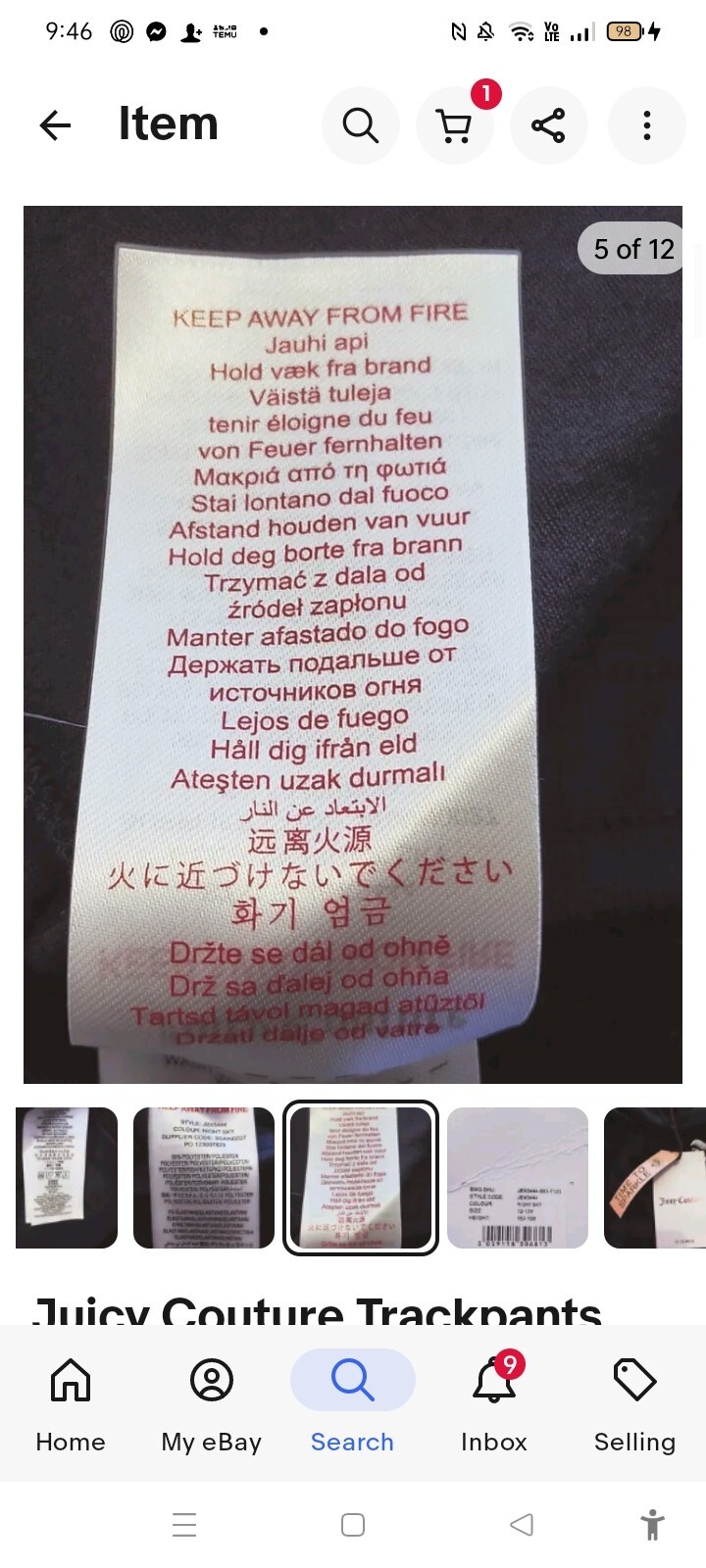 Juicy Couture Track Pants Size S BNWT Navy Blue Velvet eBay