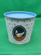 80s Oval Rooster Storage Tin with Lid Blue and Orange Bristol Ware USA S