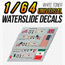 1/64 GENERAL LEE v2 Custom White Toner Universal WaterSlide Decal for Hot
