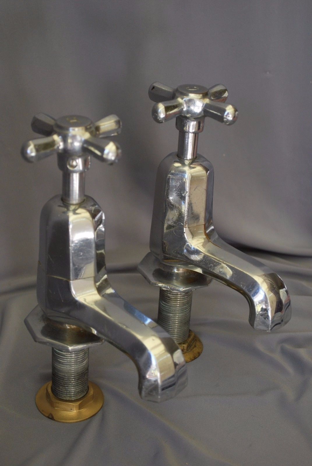 OLD CHROME BATH TAPS ART DECO ANTIQUE BATHROOM RECLAIMED & FULLY ...