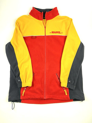 Vintage DHL Full Zip Fleece Jacket Sweater Size XL Multicolor Color Block