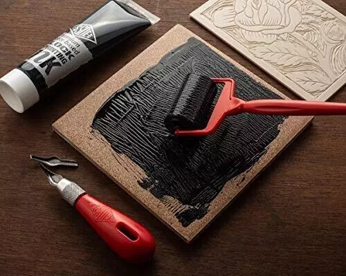 Essdee PREMIUM Block Printing Kit Lino Tile Ink & Carving Cutter Tool Set Plate - Picture 4 of 8