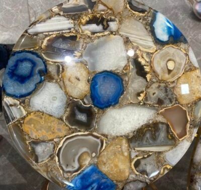 Grey geode agate coffee table ,agate center table ,agate furniture , agate Table