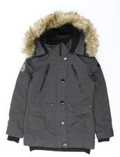 Noize Womens Black Parka Coat Size S Faux Fur Trim