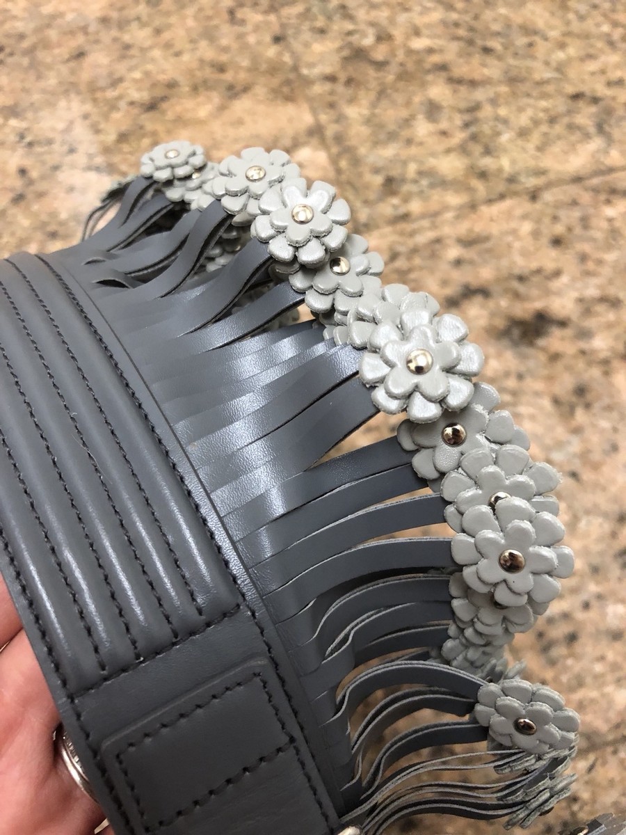 ALAIA Paris Wide Gray Leather Fringe Flower Waist Belt | eBay