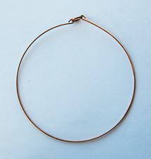 VINTAGE RAW NATURAL BRASS NECK WIRE CHOKER NECKLACE  THIN  16 gauge WIRE