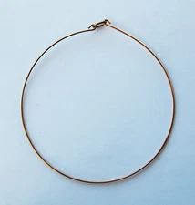 VINTAGE RAW NATURAL BRASS NECK WIRE CHOKER NECKLACE  THIN  16 gauge WIRE