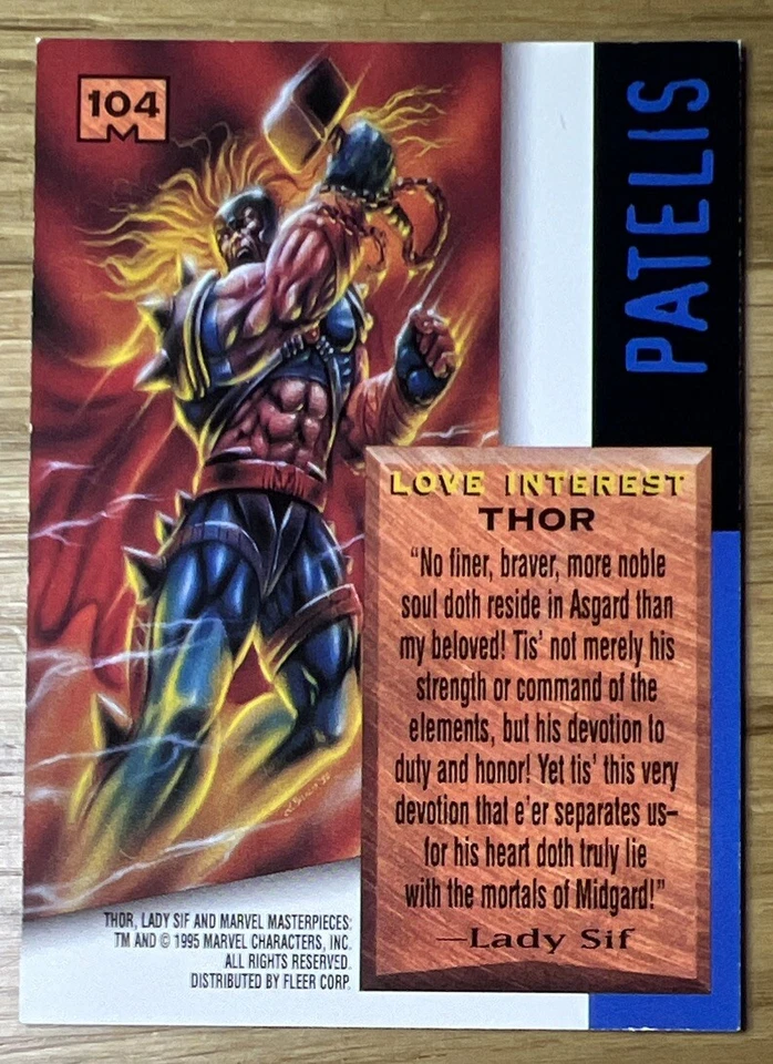 Spider-Man 1994 Fleer Marvel Masterpieces Trading Card #104 THOR Mint Card! - Image 2 of 2