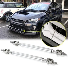 Adjustable Chrome Front Bumper Lip Splitter Strut Rod Tie Bar For Subaru WRX STI