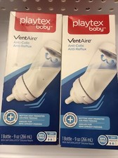 New Lot of 2 Playtex Baby Bottles Vent Aire Anti Colic Tummy Comfort 9 oz 3 M