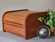 VTG Kalmar Designs TEAK Recipe/Disc Holder Tambour ROLL-TOP Desk Storage Box