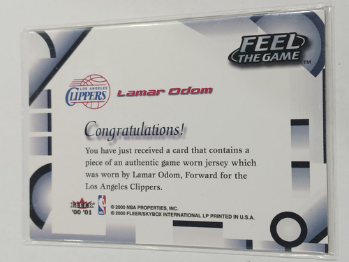 2000-01 Fleer Tradition Lamar Odom Feel the Game Worn Jersey LA Clippers - Picture 2 of 2