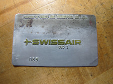 SWISSAIR SWISS AIR TRANSPORT OLD AIRLINE TICKET VALIDATION PLATE TRAVEL AGENCY
