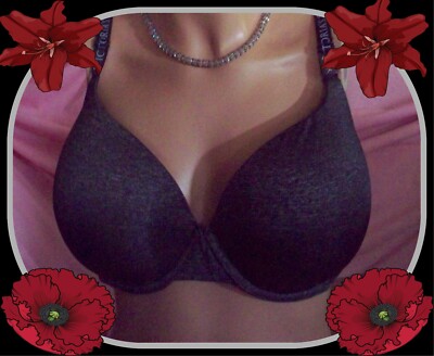 40DD Black Silver Extreme Lift LOGO  Victorias Secret Perfect Shape PU UW Bra