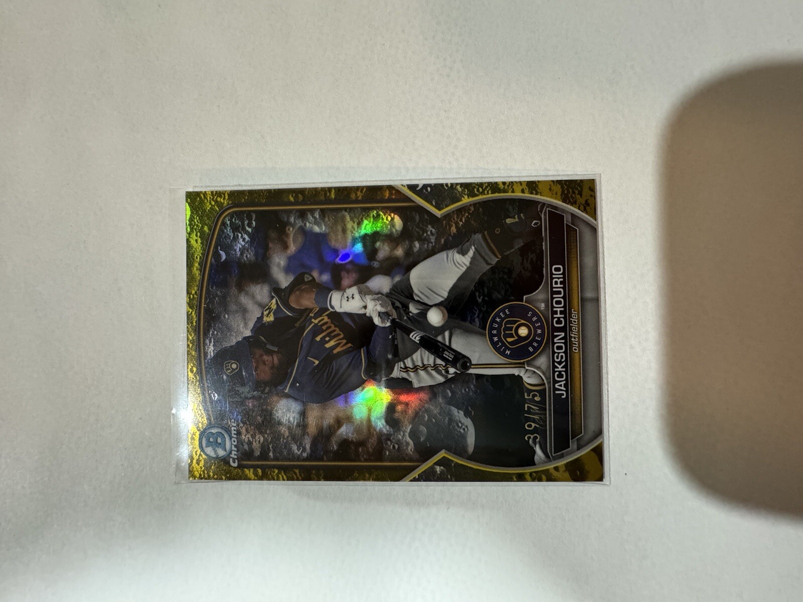 2023 Bowman Draft Chrome Jackson Chourio Yellow Lunar Crater /75 BDC-156 Brewers