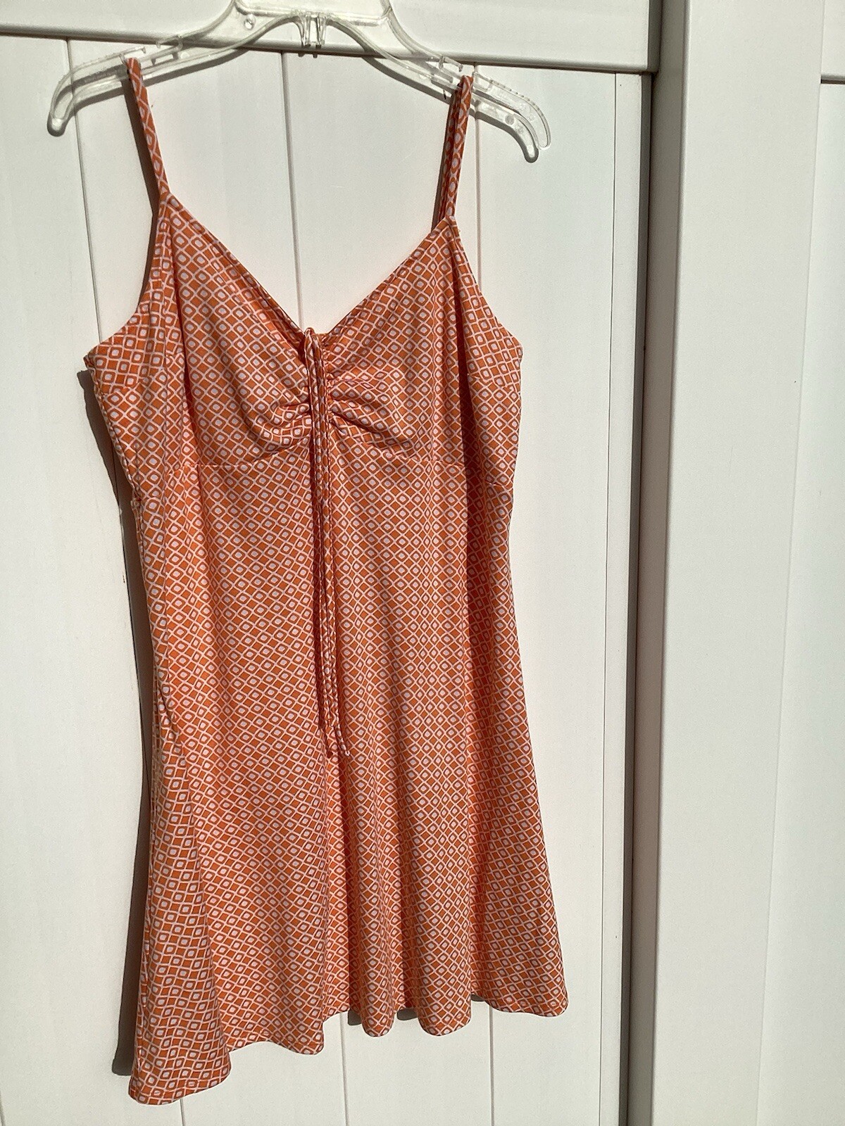 Hollister Sundress Slip Dress Juniors Large Orange And White Adjustable Straps-image