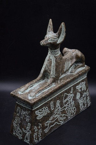 STATUE EGYPTIENNE ANCIENNE UNIQUE Dieu assis 2024 Anubis chacal chien pierre granit lourde