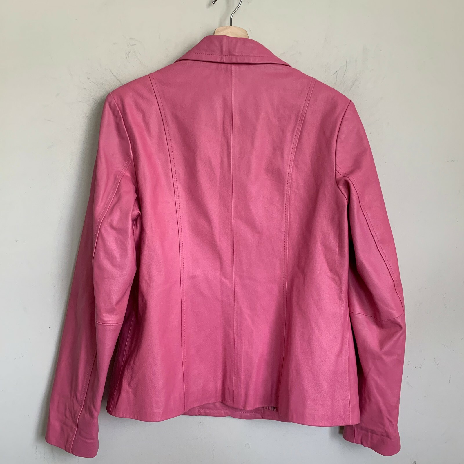 Dialogue Jacket Pink Leather Collared Buttons Poc… - image 2