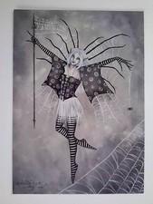 AMY BROWN NEW MINT FAIRY POSTCARD/MINI Spiderweb Dancer SPIDER WEB FAERIE silver