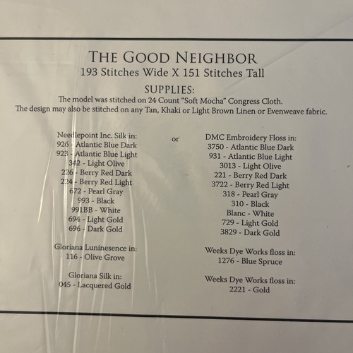 The Drawn Thread Needlepoint Cross Stitch Chart The Good Neighbor Sampler - Picture 3 of 3
