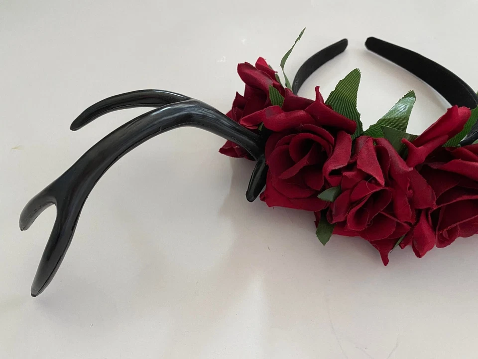 Красная роза голова короны ~ Ренессанс или цветы обруч для волос головной убор костюм новый - Изображение 2 из 4
