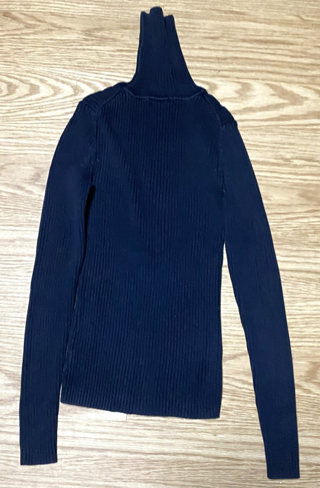 Black Ribbed Turtleneck Shirt Ladies XS 