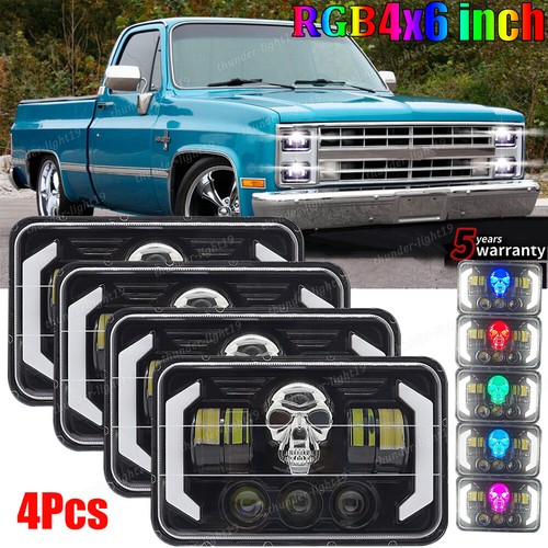 4x6" Inch LED Rectangle Headlights Hi/Lo Sealed Beam w/ DRL H4 For Chevy Camaro - Picture 25 of 25