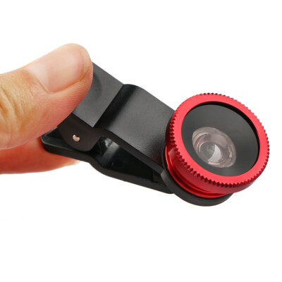 Rot Handy Objektiv Set 3 in1 Smartphone Linsen Fisheye +Weitwinkel +Makro Kamera