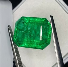 Gemme taillée octogone colombienne certifiée pierre précieuse en vrac émeraud...