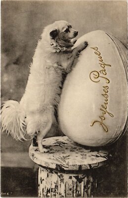 CPA Hund mit riesigem Ei - Osterhunde (1387823)