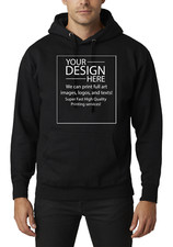 Custom Personalized Print Premium Pullover Black Hoodie w/ Image, Text, Logo