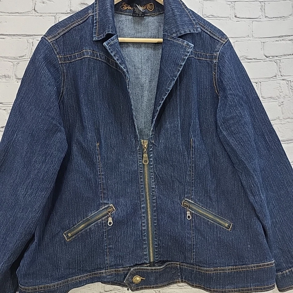 Chaqueta vaquera Goddess para mujer talla grande 2X bolsillos con cremallera Foto 2 de 4