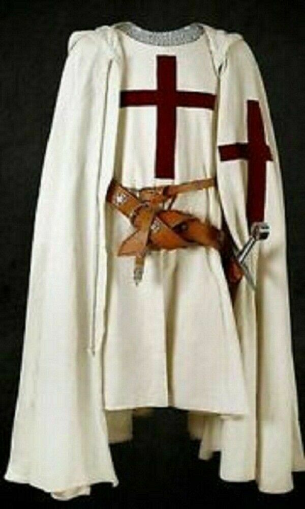 Vestido medieval Capa con capucha y túnica para hombre Traje de cruzado...