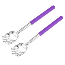 2pcs Extendable Bear Claw Stainless Steel Back Scratcher for People Purple