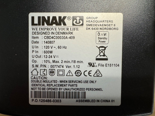 Caja de control Linak CBD4H00030A-409 para sistemas de actuador lineal 120VAC 600W - Imagen 2 de 5