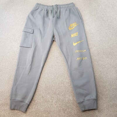 Nike Mens Tracksuit Bottoms Large Grey Cargo Fleece Joggers