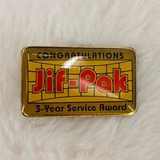 Vtg Jif-Pak Employee 3 Year Service Award Enamel Lapel Pin